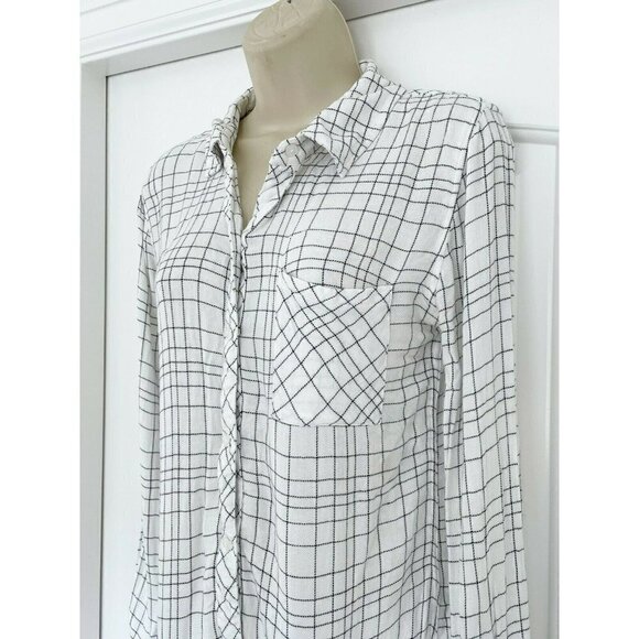 RAILS Women’s Sz XS White Black Check Button Down Flannel Shirt - Picture 2 of 5